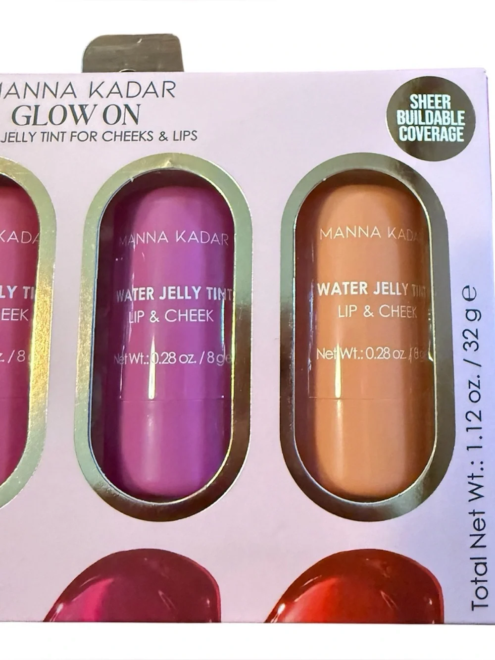 Manna Kadar Water Jelly Tint Lip & Cheek Set - Pink, Magenta, Purple, Peach